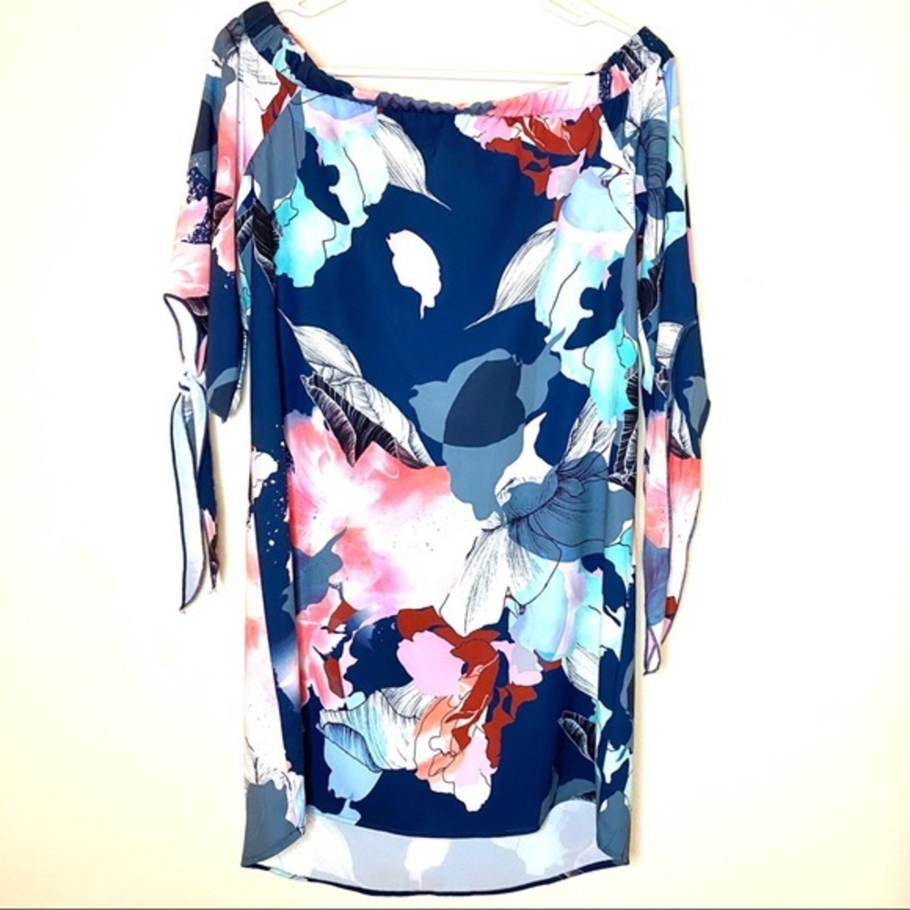 Super cute teal off shoulder M floral dress floral BAR III